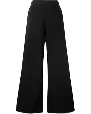 Allude Wool And Cashmere-Blend Wide-Leg Trousers - Black