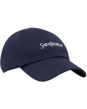 Saint Laurent Logo Embroidered Baseball Cap - Blue
