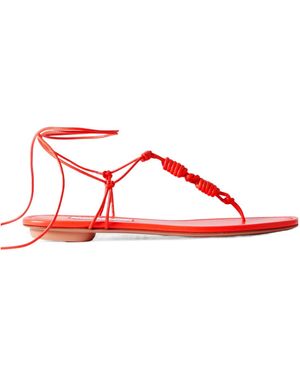 Aquazzura Thong Flat Sandals - Red