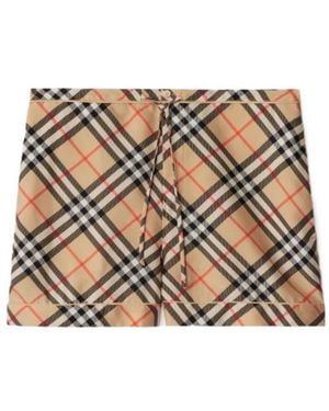 Burberry Check Printed Drawstring Shorts - Brown