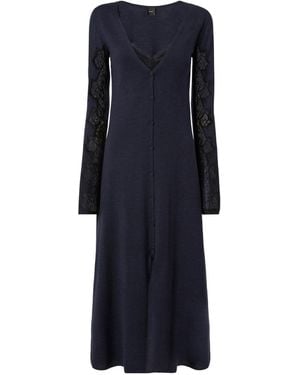Pinko Lace-Panelled Button-Up Dress - Blue