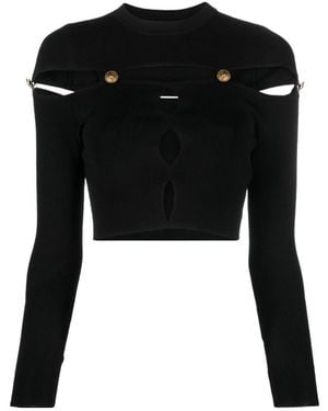 Versace Jeans Couture Couture Cut-Out Long-Sleeved Knitted Top - Black