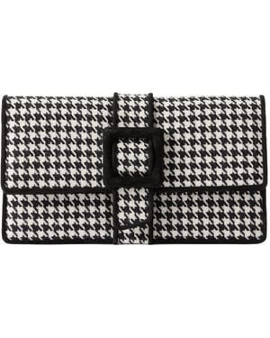 Manolo Blahnik Classic Houndstooth Clutch - Black