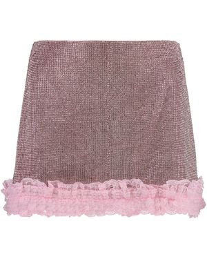 Self-Portrait Embellished Chainmail Mini Skirt - Purple
