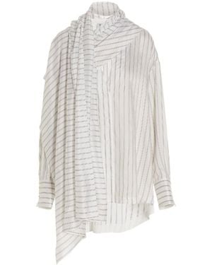 The Attico The Striped Buttoned Asymmetric Shirt - White