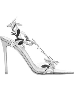 Gianvito Rossi Flavia Leaf Motif Pointed-Toe Sandals - Metallic
