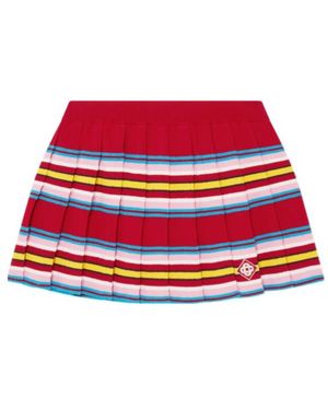 CASABLANCA Striped Pleated Skirt - Red