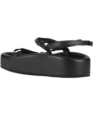 MM6 by Maison Margiela Leather Platform Sandals - Black