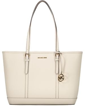 Michael Kors Jet Set Travel Large Saffiano Leather Tote Bag - White