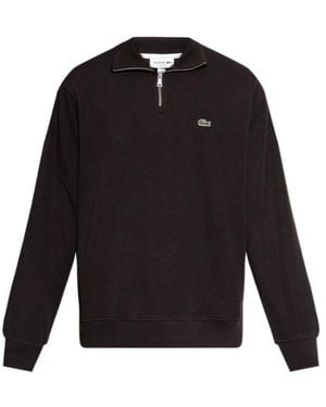 Lacoste Zip-Up Logo-Patch Sweatshirt - Black