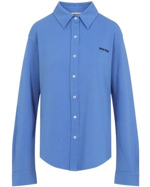 Miu Miu Cotton Piqué Shirt - Blue