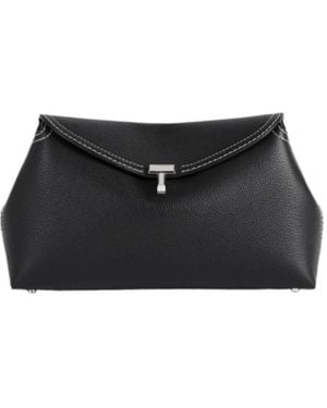 TOTEME Totême T-Lock Foldover Clutch Bag - Black
