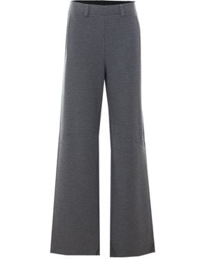 Liu Jo Rhinestone Logo Wide-Leg Pants - Gray