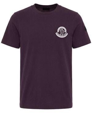 Moncler Logo Cotton Jersey T-Shirt - Purple