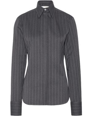 Sportmax Striped Button-Up Shirt - Grey