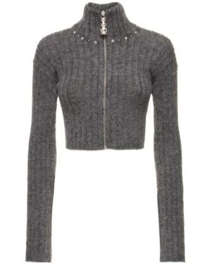 Alessandra Rich Zippered Short Cardigan - Grey