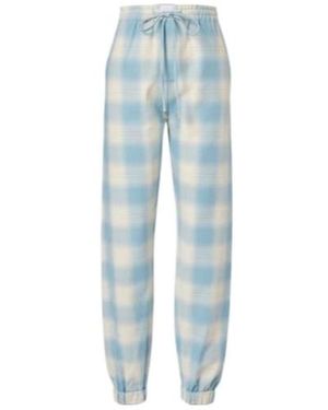 The Attico Checked Cotton And Wool Tapered Trousers - Blue