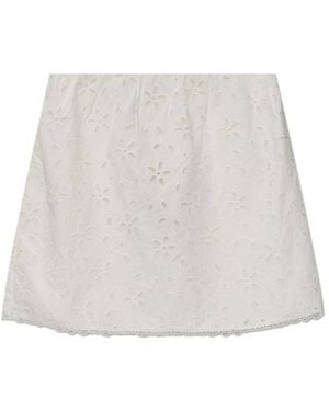 Posse Salma Floral-Embroidered Skort - White