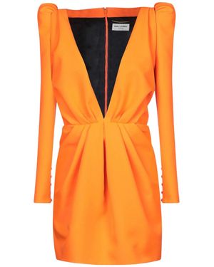 Saint Laurent Long Sleeves Dress - Orange