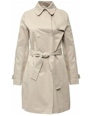 Armani Jeans Lapel Belt Trench Coat - Natural