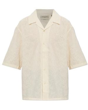 AllSaints Embroidered Camp Collar Short Sleeve Shirt - White