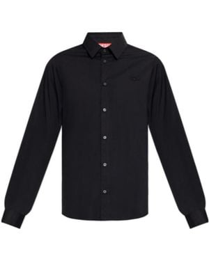 DIESEL S-Kinny-Epcl Logo-Embroidered Shirt - Blue