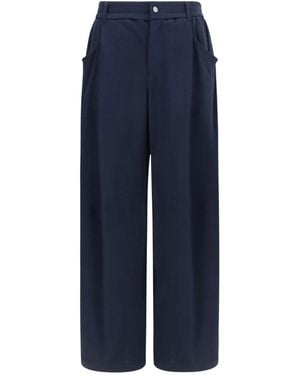 Brunello Cucinelli Elastic Waistband Wide Leg Trousers - Blue