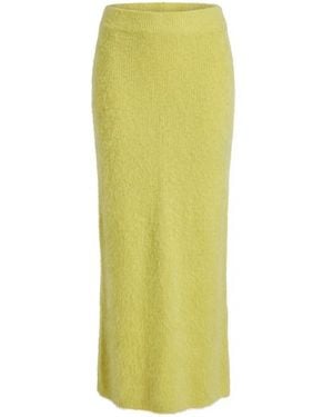 Soft Goat Cashmere Maxi Skirt - Yellow