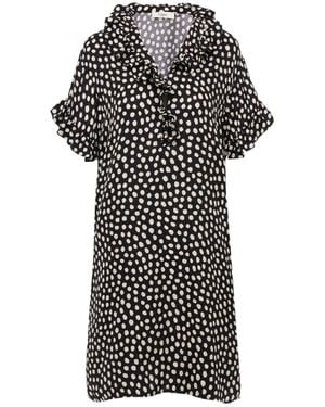 Chloé Chlo Polka Dot Printed Ruffled Mini Dress - Black