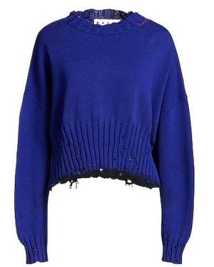 Marni Solid Long Sleeve Knit Top - Blue