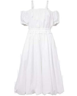 Comme des Garçons Off-Shoulder Cotton Poplin Midi Dress - White