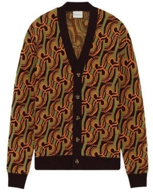Drole de Monsieur Drôle De Monsieur Abstract Printed Knitted Cardigan - Brown