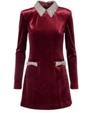 Rebecca Vallance Edwiena Embellished Velvet Minidress - Red