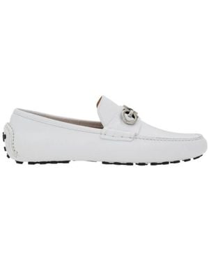 Ferragamo Driver With Gancini Ornament - White
