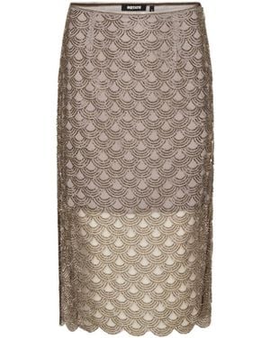 ROTATE BIRGER CHRISTENSEN Scalloped Lace Midi Skirt - Brown