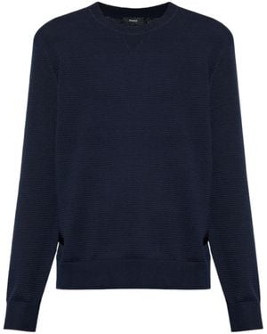 Theory Textured Crew-Neck Jumper - Blue
