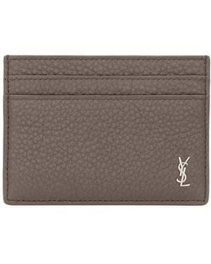Saint Laurent Tiny Cassandre Card Case - Grey