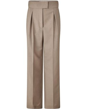 Valentino Versatile Double-Pleated Wide-Leg Suit Pants - Natural