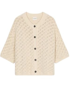 Closed Crew-Neck Cardigan - Natural