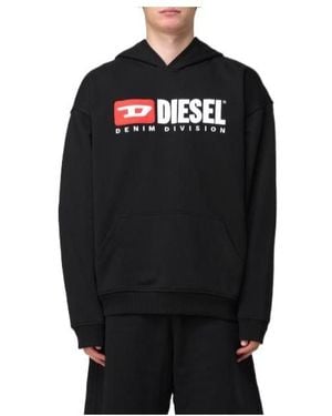 DIESEL S-Boxt Logo Printed Hoodie - Black