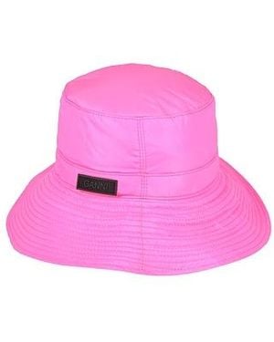 Ganni Solid Color Wide-Brimmed Bucket Hat - Pink