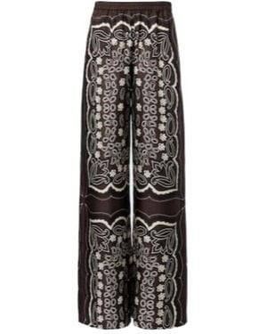 Nili Lotan Morgan Printed Silk Twill Wide-Leg Pants - Black