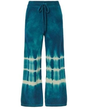 The Elder Statesman Tie-Dye Cashmere Wide-Leg Pants - Blue