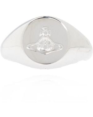 Vivienne Westwood Orb Engraved Ring - White