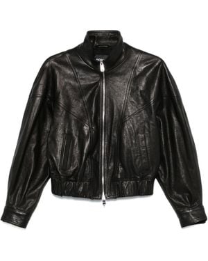Dondup Long-Sleeved Leather Jacket - Black