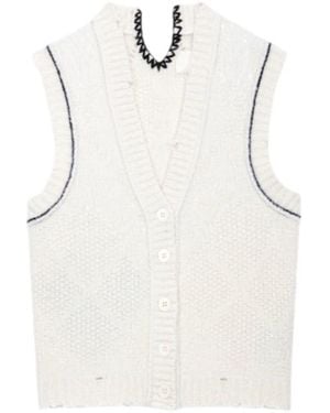 Zadig & Voltaire Sequin-Embellished Chunky-Knit Vest - White