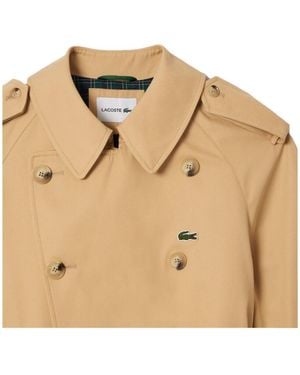 Lacoste Versatile Comfortable Khaki Double-Breasted Trench Coat - Natural