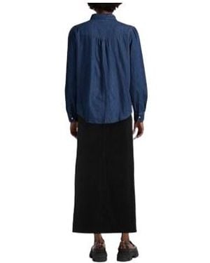 Ganni High-Waisted Denim Straight-Cut Midi Skirt - Blue