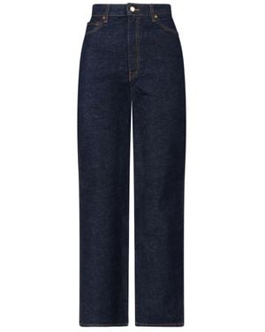 KHAITE Button Embellished Straight-Leg Jeans - Blue