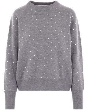 Rabanne Embellished Crewneck Pullover - Grey